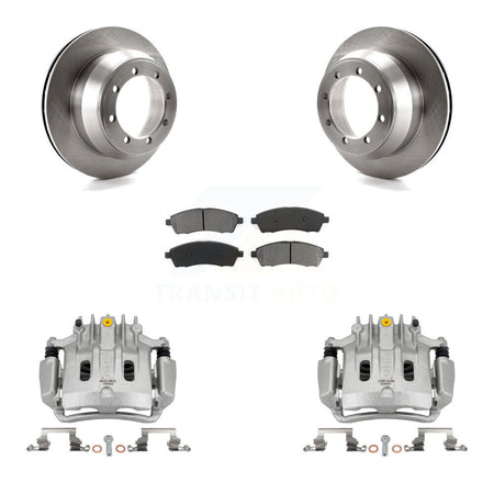 Rear Disc Brake Caliper Rotors And Semi-Metallic Pads Kit For Ford F-350 Super Duty KC8-100688S