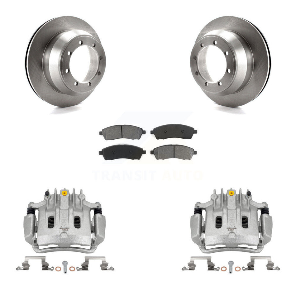 Rear Disc Brake Caliper Rotors And Semi-Metallic Pads Kit For Ford F-350 Super Duty KC8-100688S
