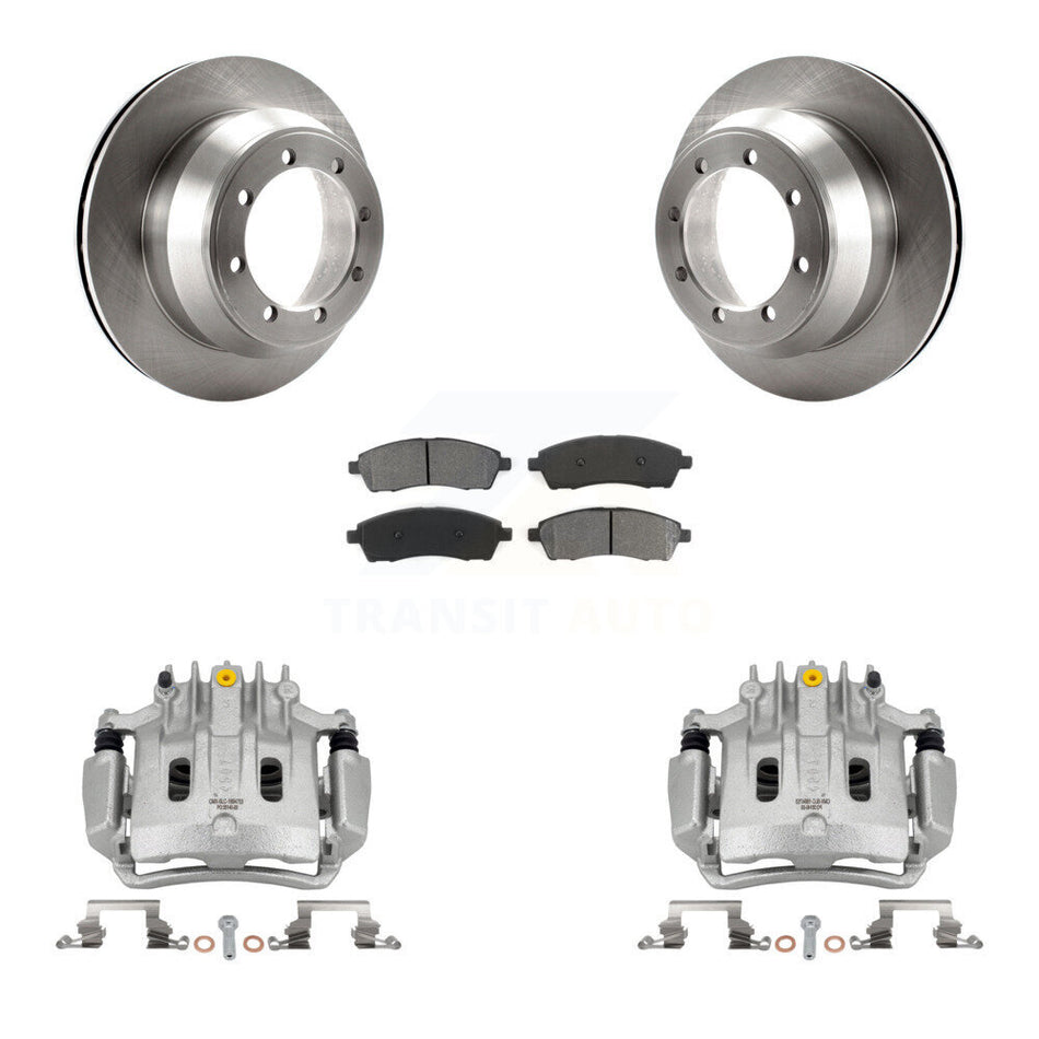 Rear Disc Brake Caliper Rotors And Semi-Metallic Pads Kit For Ford F-350 Super Duty KC8-100688S