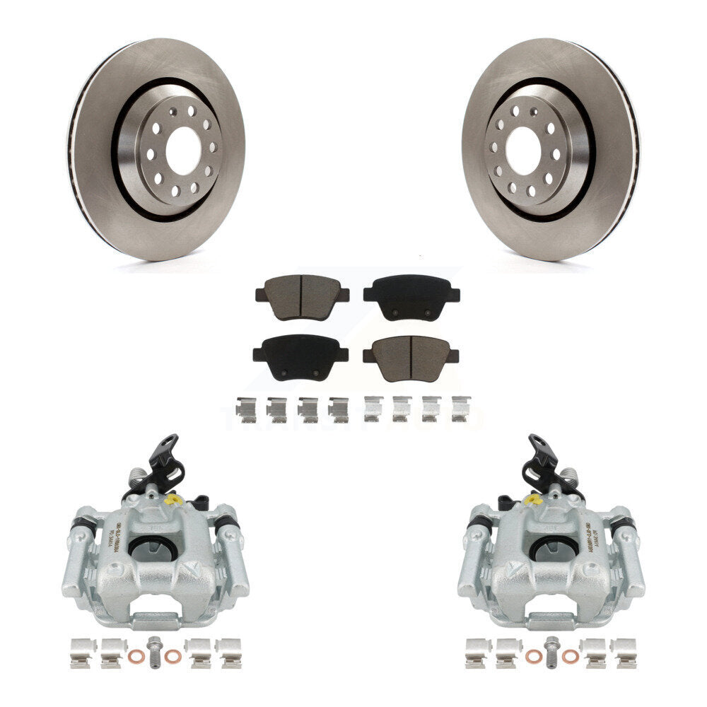 Rear Disc Brake Caliper Rotors And Ceramic Pads Kit For 2013 Volkswagen GTI With 310mm Diameter Rotor KC8-100690C by Transit Auto