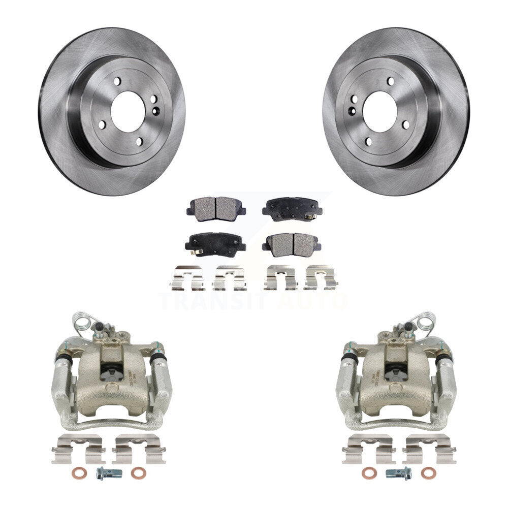 Rear Disc Brake Caliper Rotors And Semi-Metallic Pads Kit For 2012-2017 Kia Rio KC8-100690P by Transit Auto