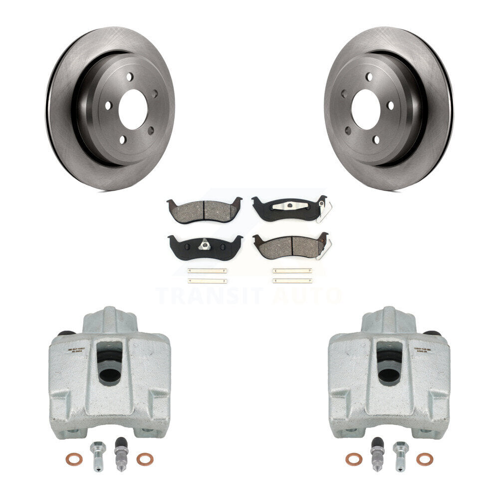 Rear Disc Brake Caliper Rotors And Semi-Metallic Pads Kit For Ford Crown Victoria Mercury Grand Marquis Marauder KC8-100690S by Transit Auto