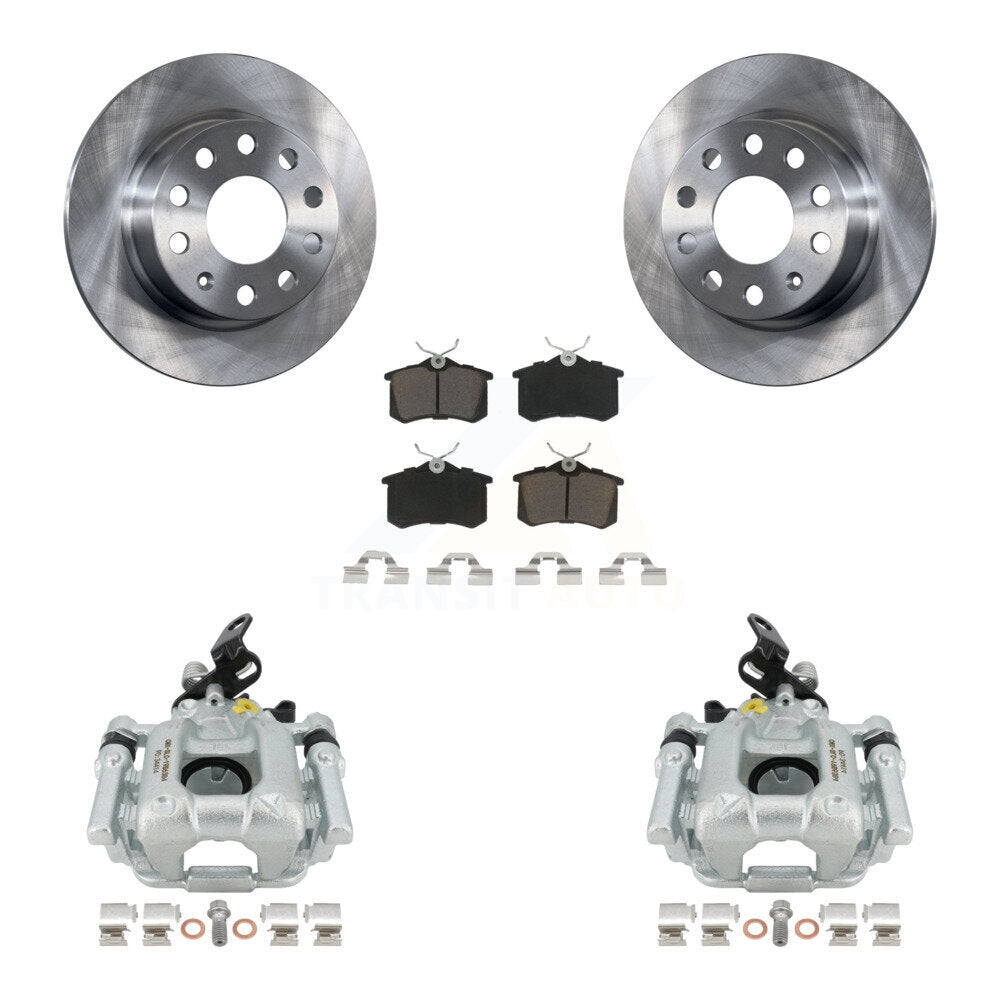 Rear Disc Brake Caliper Rotors And Ceramic Pads Kit For 2011 Volkswagen Jetta With 253mm Diameter Rotor KC8-100691C by Transit Auto