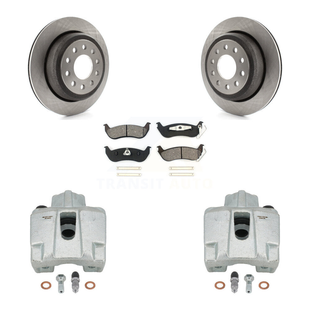 Rear Disc Brake Caliper Rotors And Semi-Metallic Pads Kit For 2003-2011 Lincoln Town Car Sedan KC8-100691S by Transit Auto