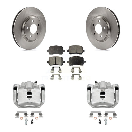 Front Brake Caliper Rotor Ceramic Pad Kit For Pontiac Pursuit 2.2L With Rear Disc Brakes KC8-100692T