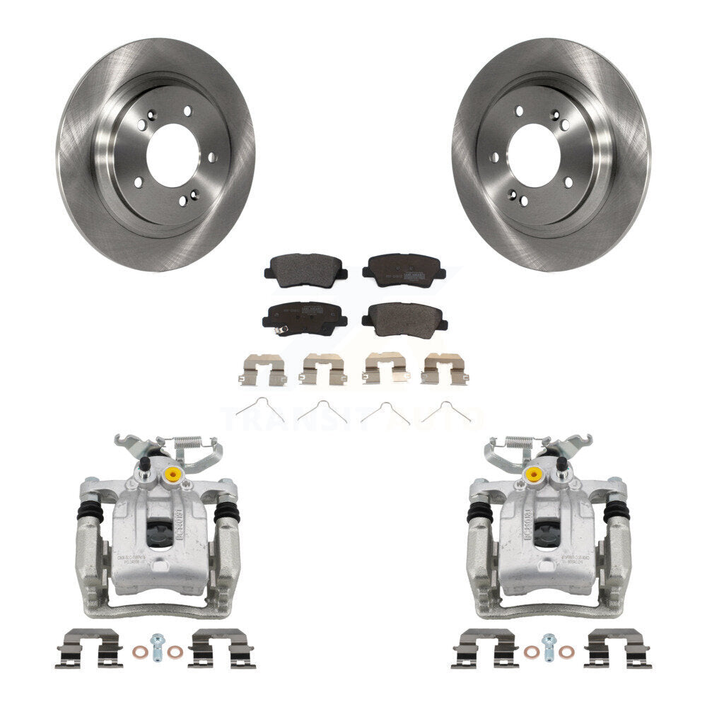 Rear Disc Brake Caliper Rotors And Semi-Metallic Pads Kit For Hyundai Ioniq Kia Niro KC8-100693P