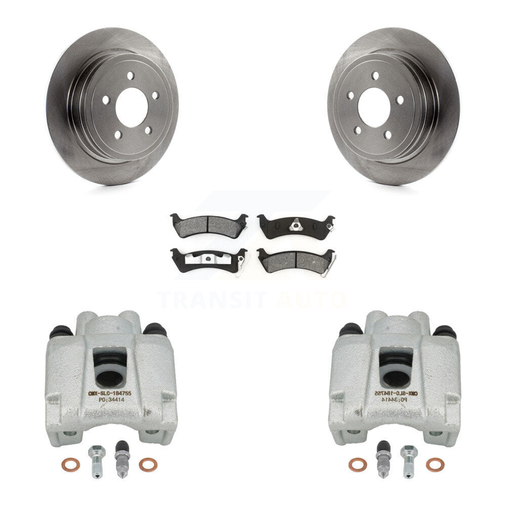 Rear Disc Brake Caliper Rotors And Semi-Metallic Pads Kit For Ford Explorer Sport Trac KC8-100693S by Transit Auto