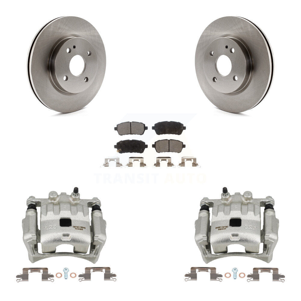 Front Disc Brake Caliper Rotors And Ceramic Pads Kit For 2011-2014 Mazda 2 KC8-100693T