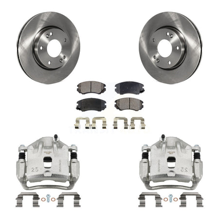 Front Disc Brake Caliper Rotors And Ceramic Pads Kit For 2012-2013 Kia Soul KC8-100694T