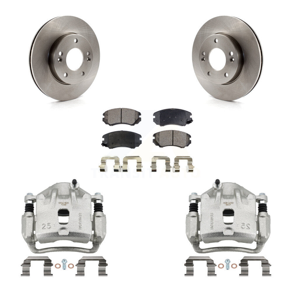Front Disc Brake Caliper Rotors And Ceramic Pads Kit For 2010-2011 Kia Soul 1.6L KC8-100695T