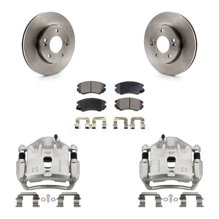 Front Disc Brake Caliper Rotors And Ceramic Pads Kit For 2010-2011 Kia Soul 1.6L KC8-100695T