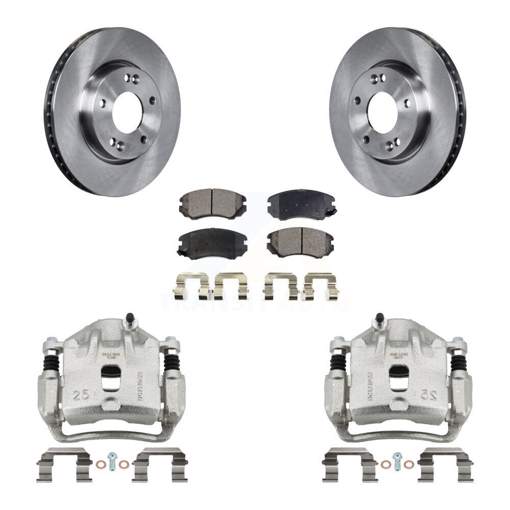 Front Disc Brake Caliper Rotors And Ceramic Pads Kit For 2010-2011 Kia Soul 2.0L KC8-100696T