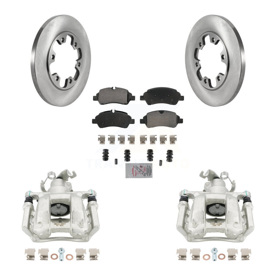 Rear Brake Caliper Rotor Semi-Metallic Pad Kit For Ford Transit-350 HD With 6 Lug Wheels KC8-100697N