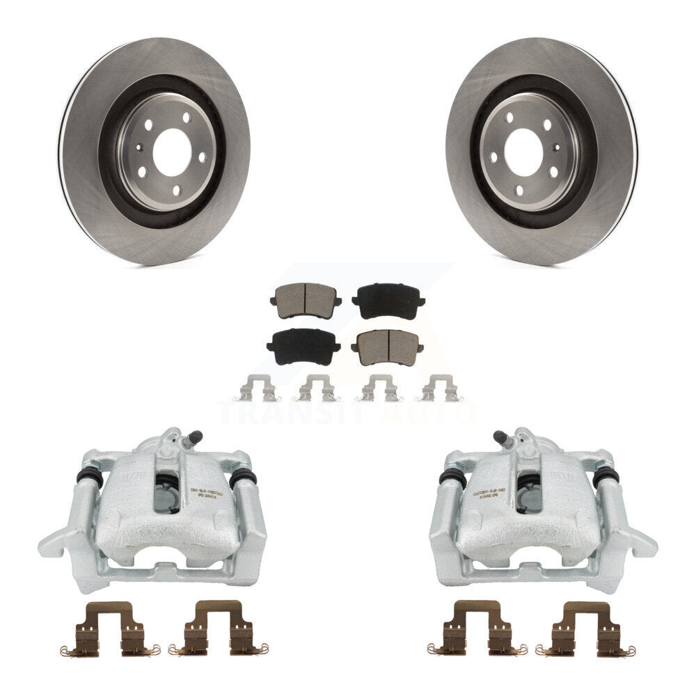 Rear Disc Brake Caliper Rotors And Ceramic Pads Kit For 2011 Audi A4 Quattro With 330mm Diameter Rotor KC8-100698C by Transit Auto