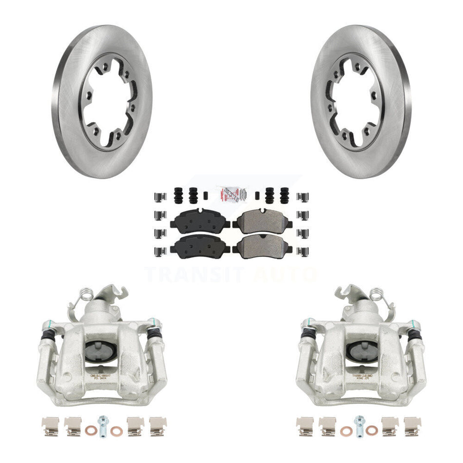 Rear Brake Caliper Rotor Semi-Metallic Pad Kit For Ford Transit-350 HD With 6 Lug Wheels KC8-100698N