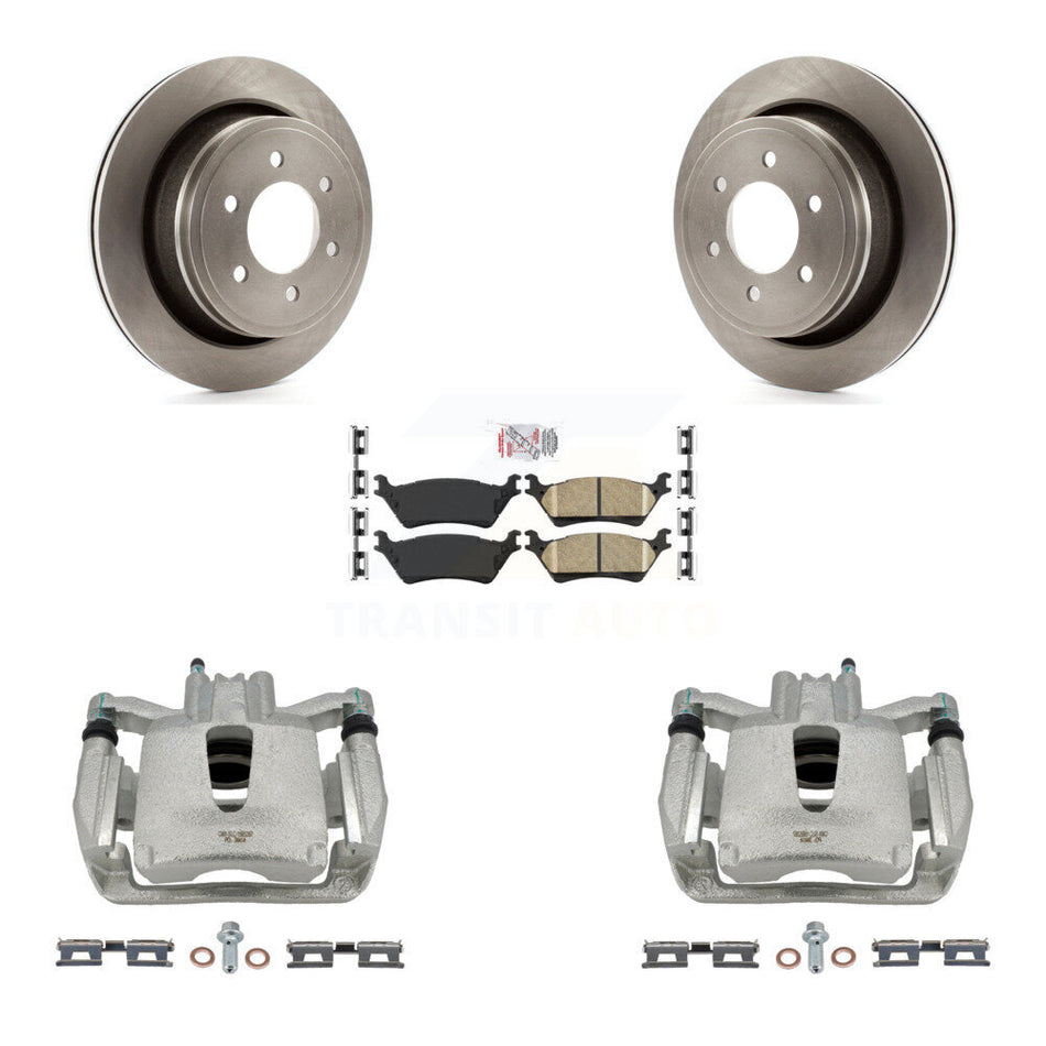 Rear Disc Brake Caliper Rotors And Ceramic Pads Kit For Ford F-150 KC8-100703N