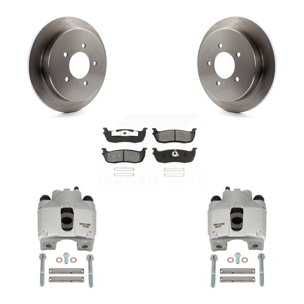 Rear Disc Brake Caliper Rotors Semi-Metallic Pad Kit For 1997-1998 Ford F-150 Expedition KC8-100703S