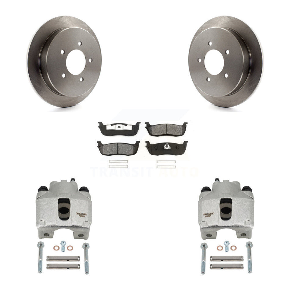 Rear Disc Brake Caliper Rotors Semi-Metallic Pad Kit For 1997-1998 Ford F-150 Expedition KC8-100703S