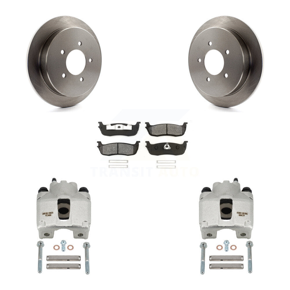 Rear Disc Brake Caliper Rotors Semi-Metallic Pad Kit For 1997-1998 Ford F-150 Expedition KC8-100704S