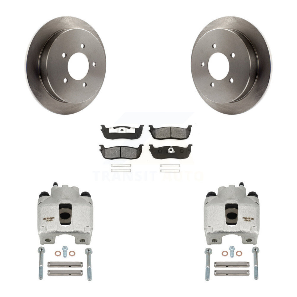 Rear Disc Brake Caliper Rotors Semi-Metallic Pad Kit For 1997-1998 Ford F-150 Expedition KC8-100704S
