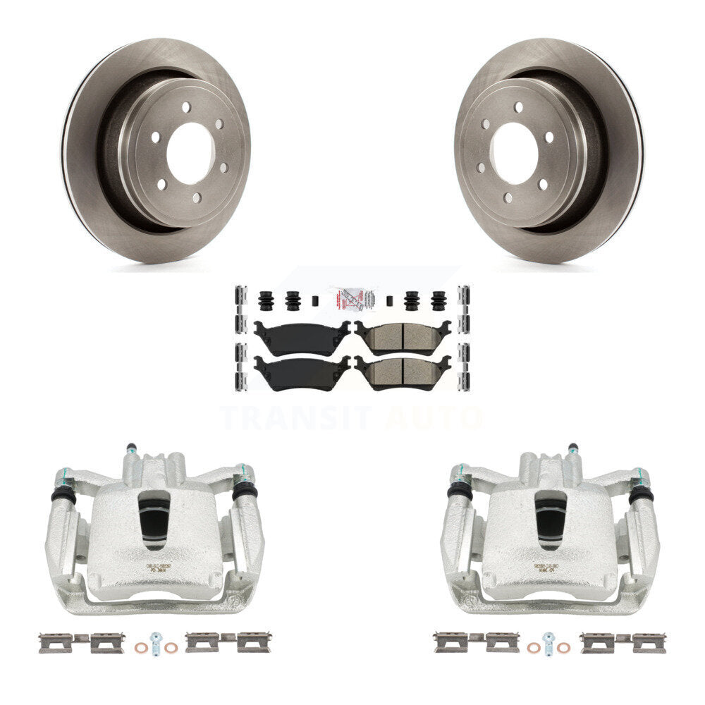 Rear Disc Brake Caliper Rotors And Semi-Metallic Pads Kit For Ford F-150 KC8-100705N by Transit Auto