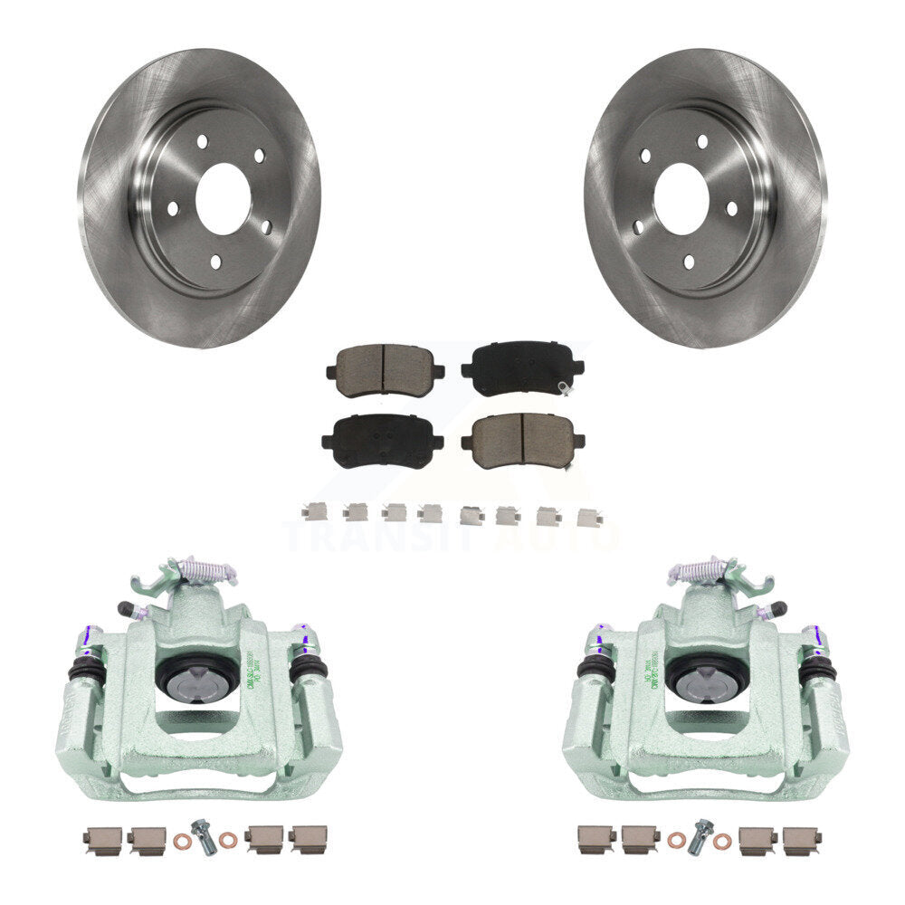 Rear Disc Brake Caliper Rotors And Ceramic Pads Kit For Chrysler Town & Country Dodge Grand Caravan Volkswagen Routan Ram C/V KC8-100706C by Transit Auto