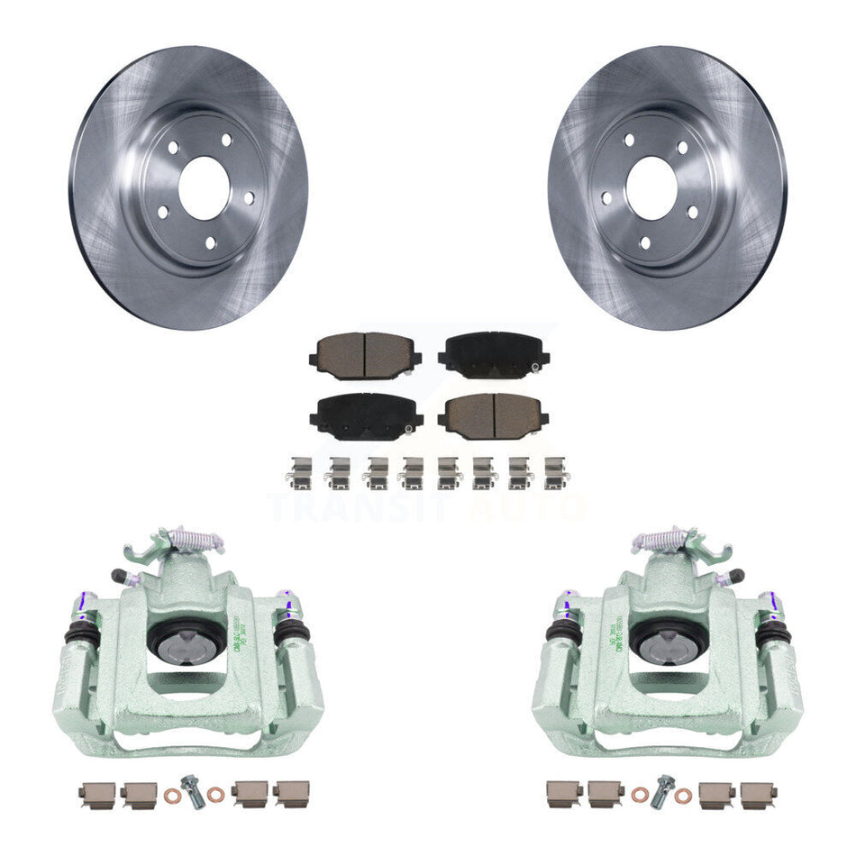 Rear Brake Caliper Rotor Ceramic Pad Kit For 2012 Ram C/V With Dual Piston Front KC8-100707C