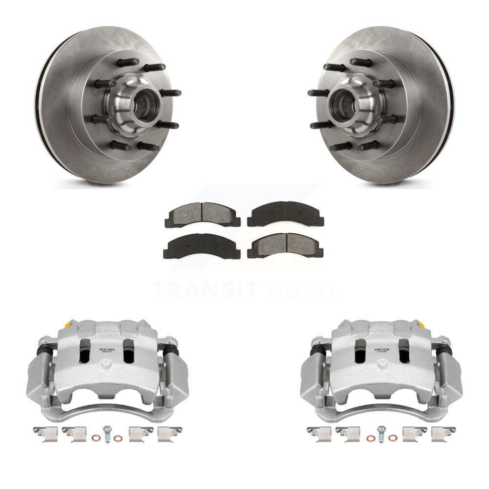 Front Disc Brake Caliper Rotor And Semi-Metallic Pad Kit For Ford F-350 Super Duty F-250 KC8-100708S