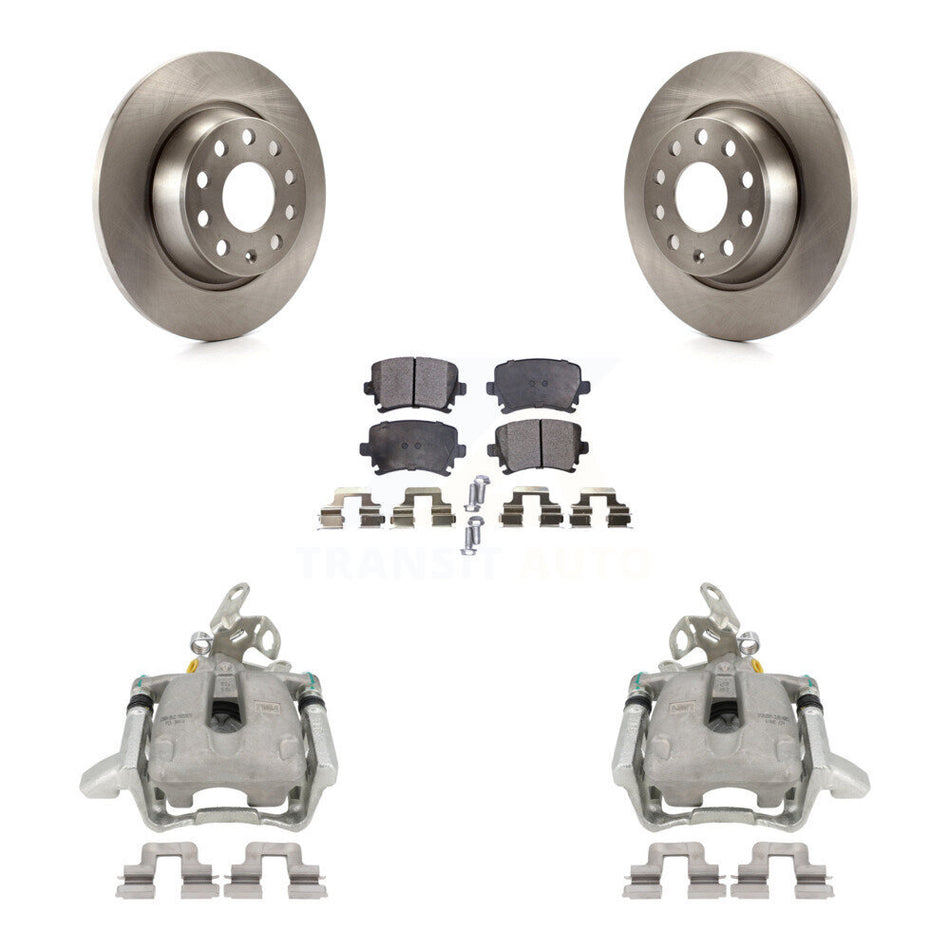 Rear Disc Brake Caliper Rotors And Semi-Metallic Pads Kit For Volkswagen GTI Audi A3 Quattro With 282mm Diameter Rotor KC8-100710P by Transit Auto