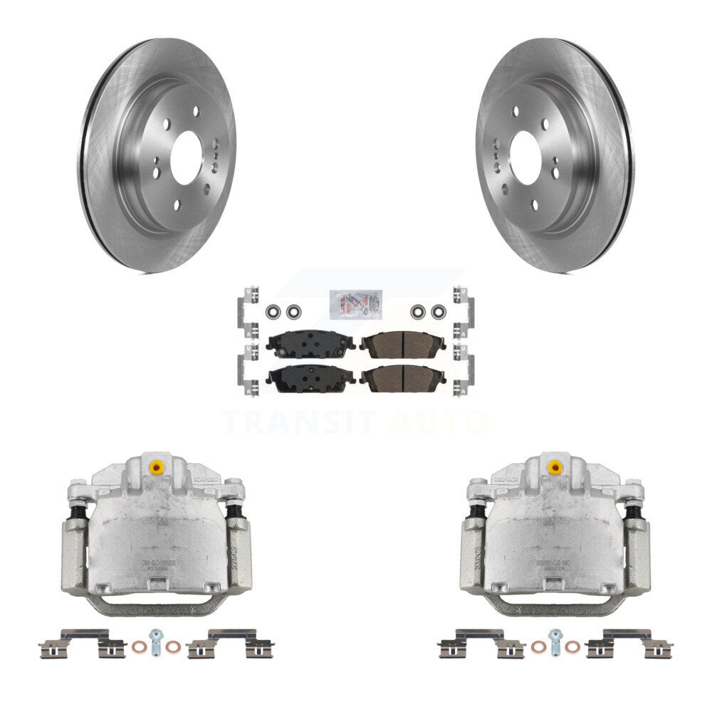 Rear Brake Caliper Rotors Semi-Metallic Pad Kit For 2019 Chevrolet Silverado 1500 LD GMC KC8-100711N