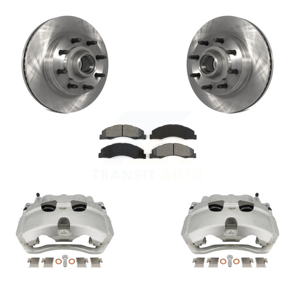 Front Brake Caliper Rotors & Semi-Metallic Pad Kit For Ford E-350 Super Duty E-250 E-150 KC8-100711S