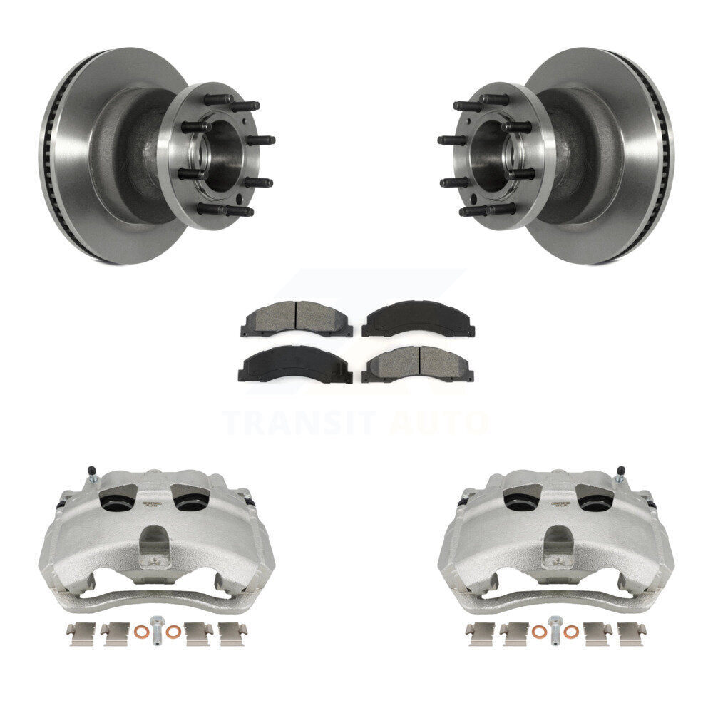Front Disc Brake Caliper Rotor And Semi-Metallic Pad Kit For Ford E-350 Super Duty E-450 KC8-100712S