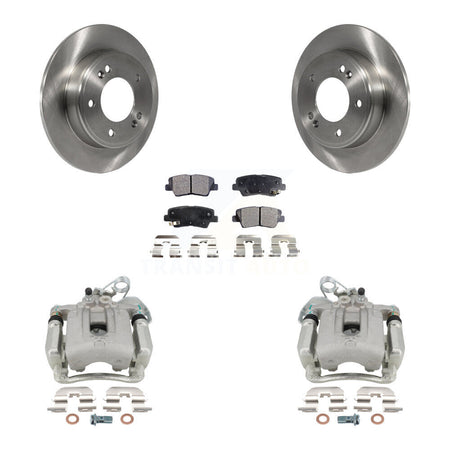 Rear Disc Brake Caliper Rotors And Semi-Metallic Pads Kit For Hyundai Elantra Coupe KC8-100715P by Transit Auto