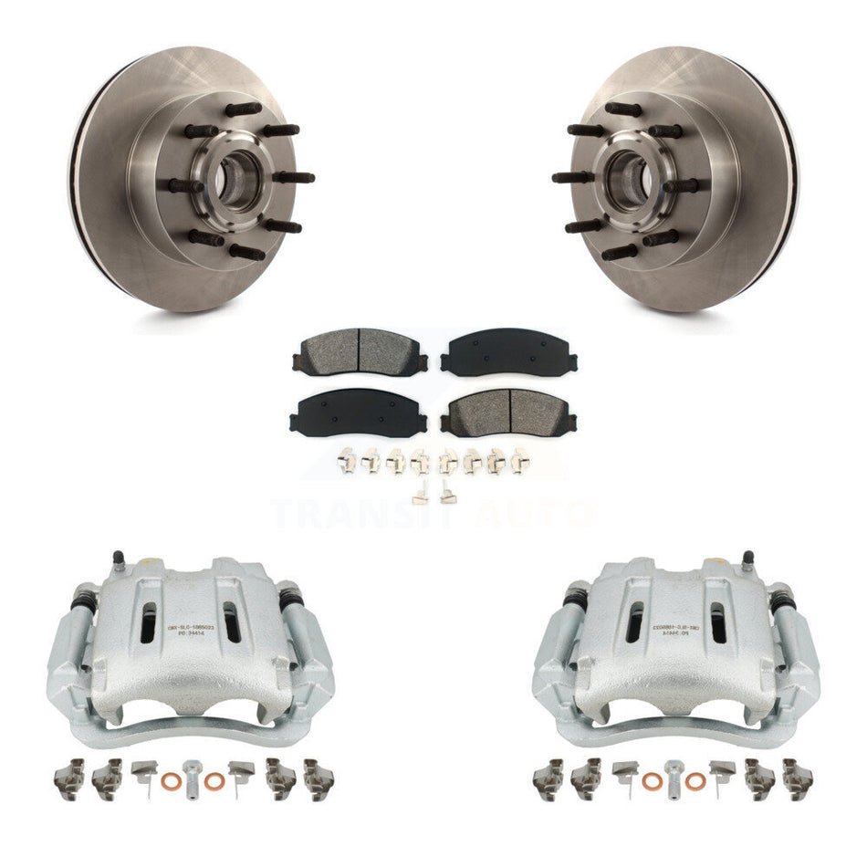 Front Disc Brake Caliper Rotors And Semi-Metallic Pads Kit For Ford F-250 Super Duty F-350 With Single Rear Wheels RWD KC8-100717S by Transit Auto