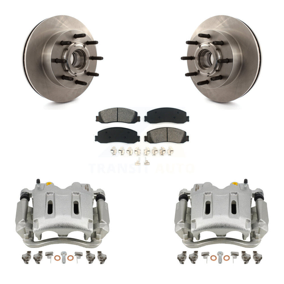 Front Disc Brake Caliper Rotors And Semi-Metallic Pads Kit For Ford F-250 Super Duty F-350 With Single Rear Wheels RWD KC8-100717S
