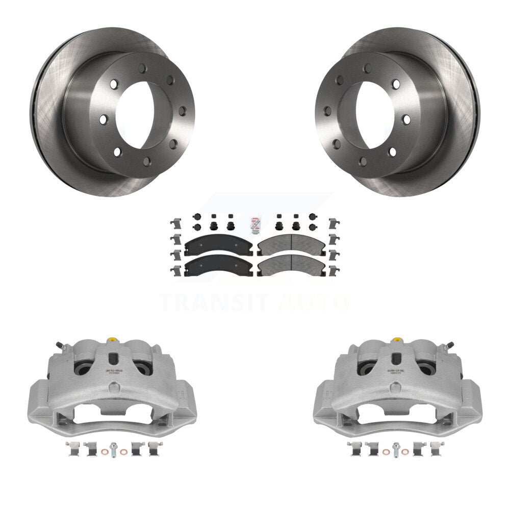 Rear Disc Brake Caliper Rotor And Semi-Metallic Pad Kit For GMC Sierra 3500 HD Chevrolet KC8-100718N
