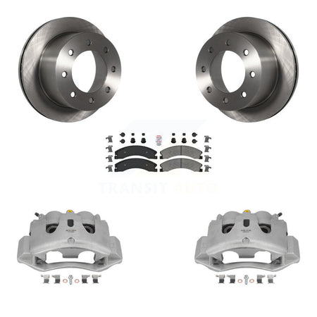 Rear Disc Brake Caliper Rotor And Semi-Metallic Pad Kit For GMC Sierra 3500 HD Chevrolet KC8-100718N