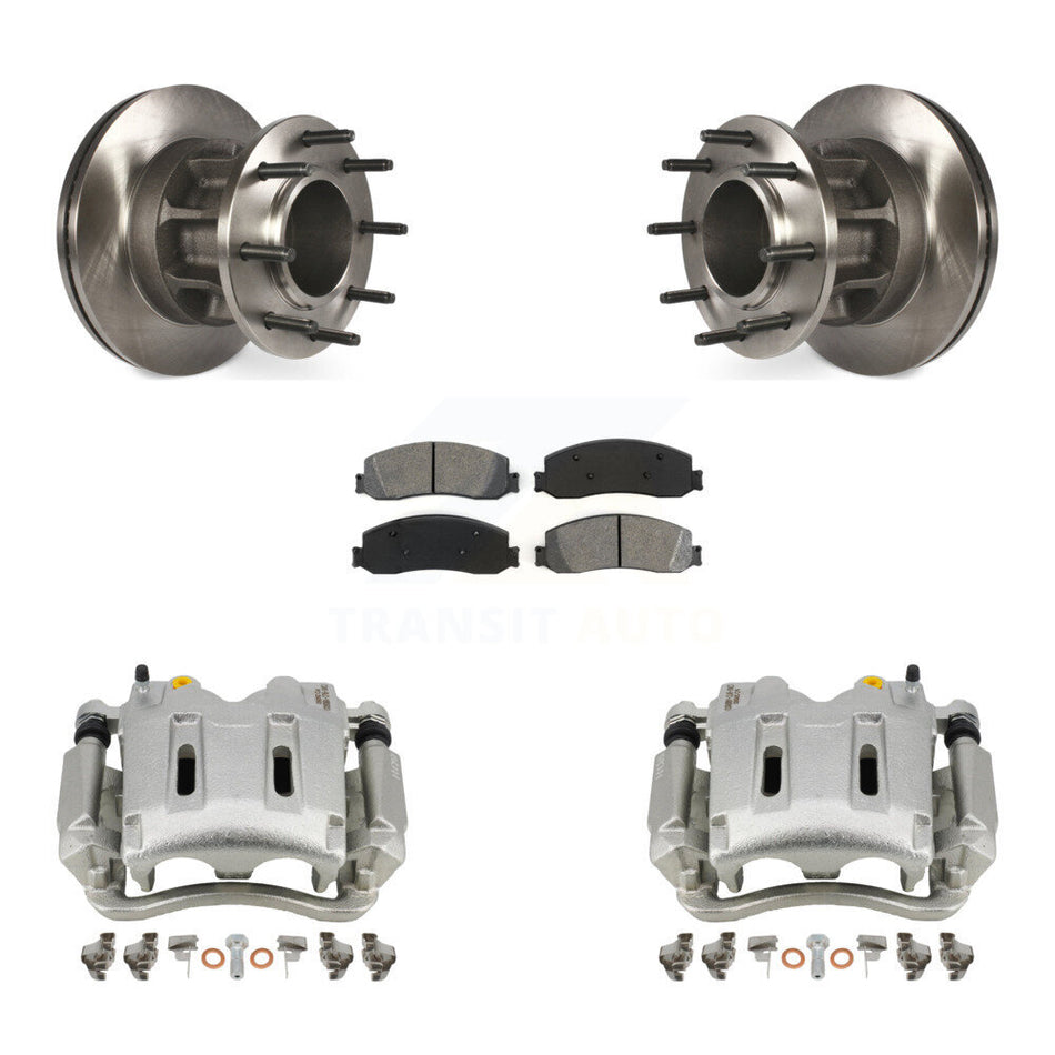 Front Disc Brake Caliper Rotors And Semi-Metallic Pads Kit For 2011-2012 Ford F-250 Super Duty RWD With Dual Rear Wheels KC8-100718S