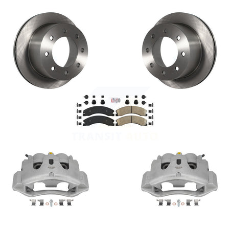 Rear Disc Brake Caliper Rotor Ceramic Pad Kit For GMC Sierra 3500 HD Chevrolet Silverado KC8-100719N