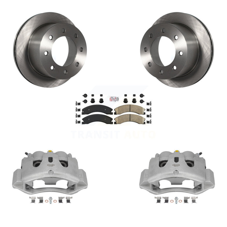 Rear Disc Brake Caliper Rotor Ceramic Pad Kit For GMC Sierra 3500 HD Chevrolet Silverado KC8-100719N