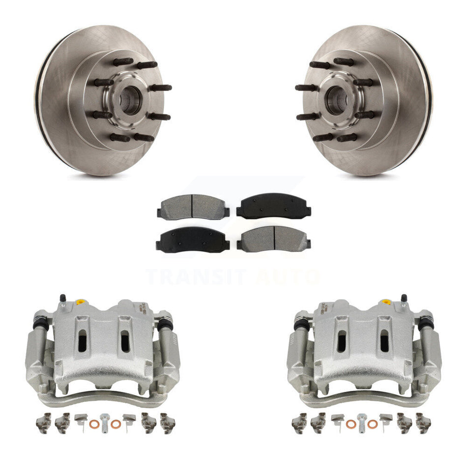 Front Disc Brake Caliper Rotors And Semi-Metallic Pads Kit For 2005-2007 Ford F-250 Super Duty F-350 RWD KC8-100719S