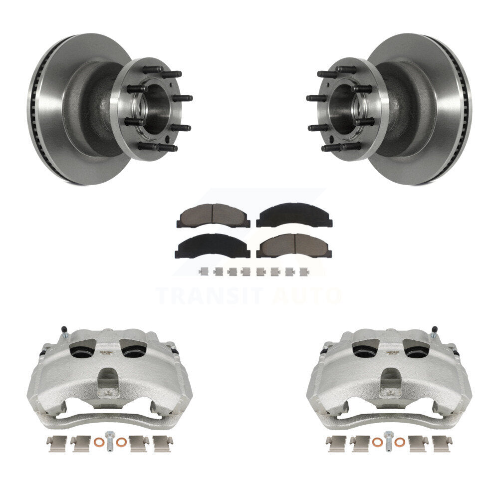 Front Disc Brake Caliper Rotors And Ceramic Pads Kit For Ford E-350 Super Duty E-450 KC8-100720C