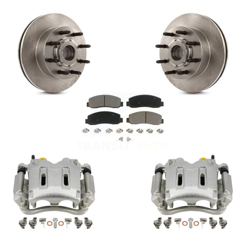 Front Disc Brake Caliper Rotors And Ceramic Pads Kit For 2005-2007 Ford F-250 Super Duty F-350 RWD KC8-100723C