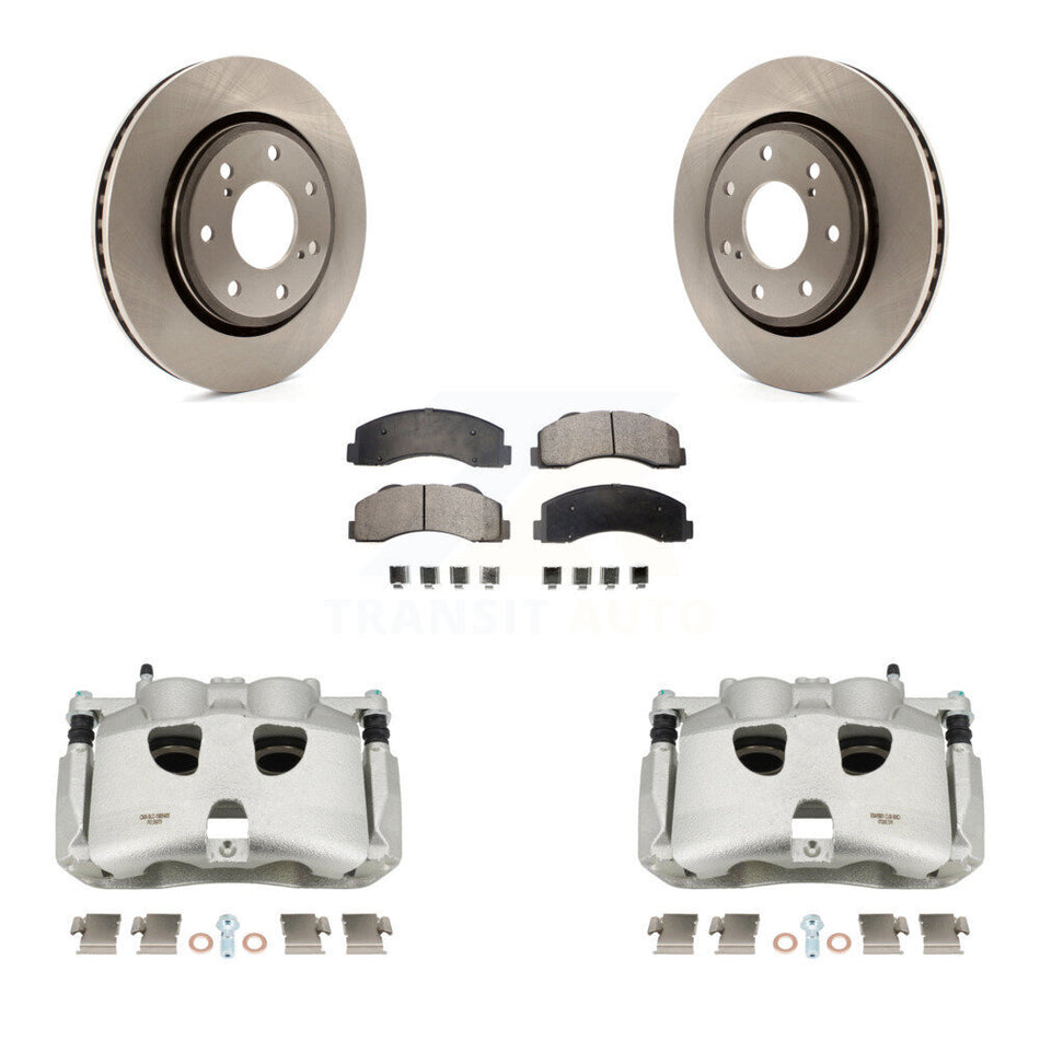 Front Disc Brake Caliper Rotors And Ceramic Pads Kit For 2012-2014 Ford F-150 With 7 Lug Wheels KC8-100724T