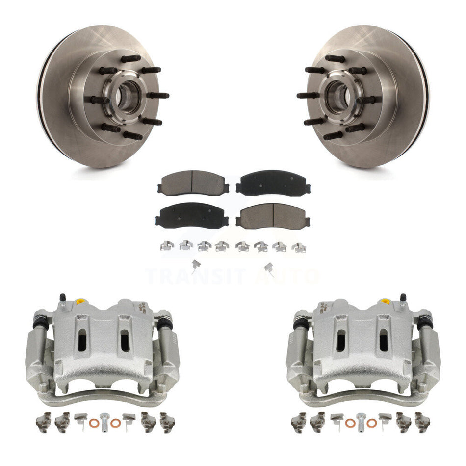 Front Disc Brake Caliper Rotors And Ceramic Pads Kit For Ford F-250 Super Duty F-350 With Single Rear Wheels RWD KC8-100726C