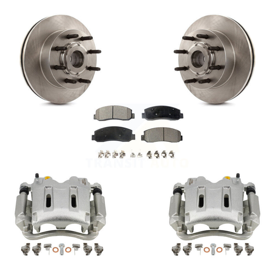 Front Disc Brake Caliper Rotors And Semi-Metallic Pads Kit For 2005-2007 Ford F-250 Super Duty F-350 RWD KC8-100727P