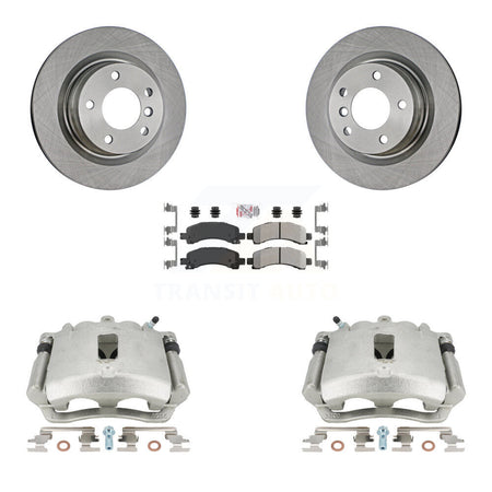 Rear Disc Brake Caliper Rotors And Semi-Metallic Pads Kit For Chevrolet Express 3500 2500 GMC Savana KC8-100730N by Transit Auto