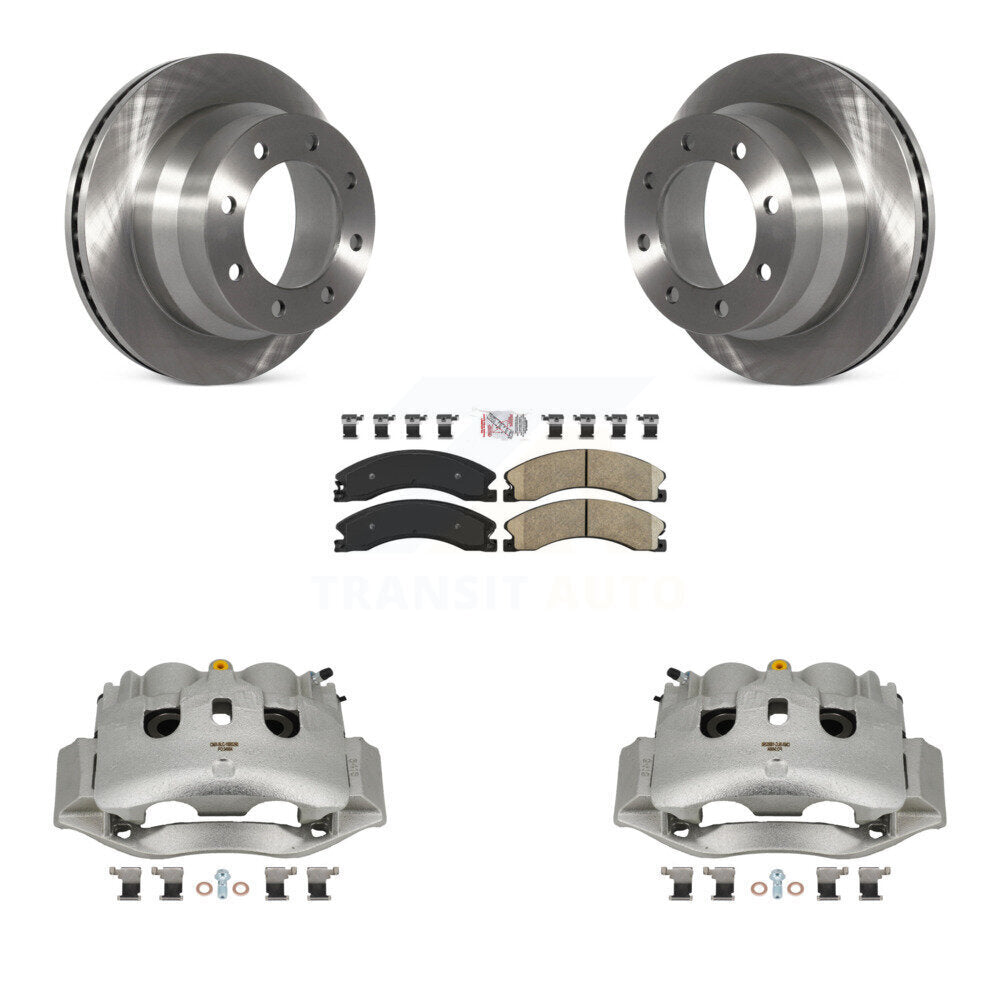 Rear Disc Brake Caliper Rotor Ceramic Pad Kit For GMC Savana 3500 Chevrolet Express 4500 KC8-100731N