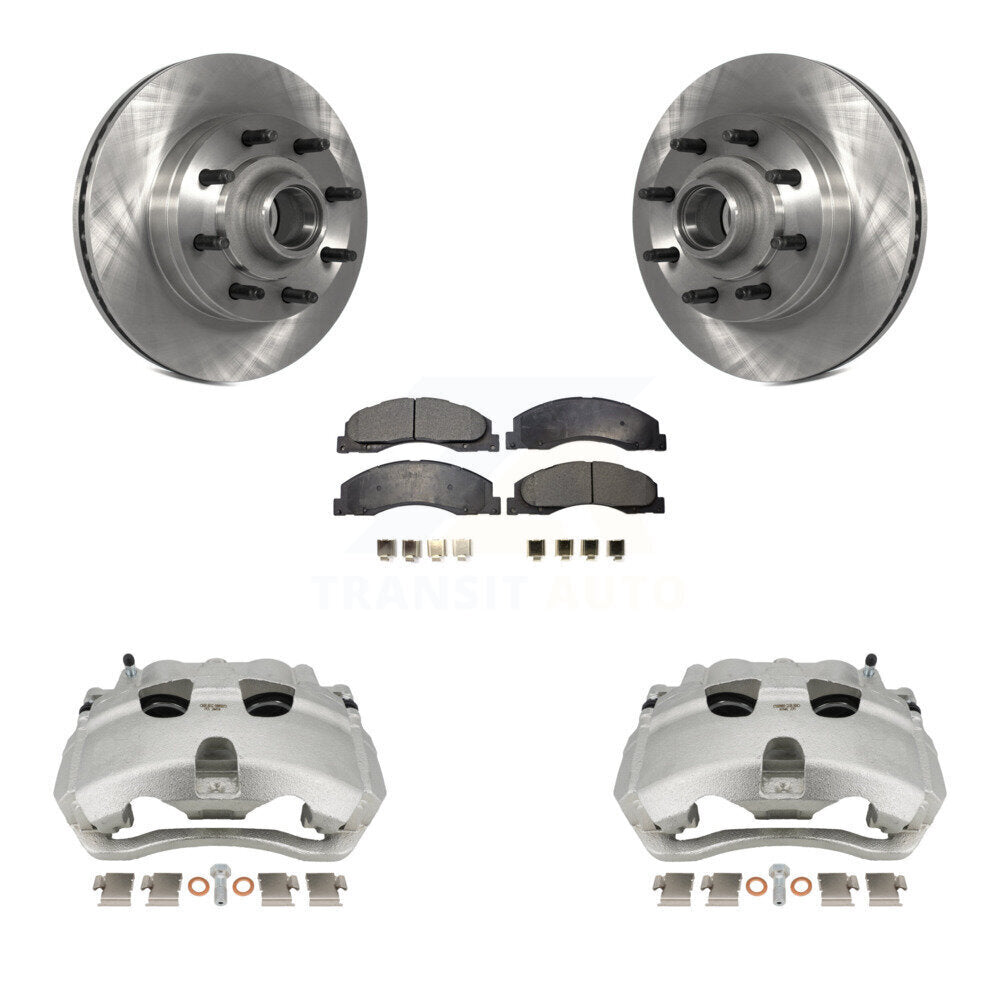 Front Brake Caliper Rotors & Ceramic Pad Kit For Ford E-350 Super Duty E-250 E-150 E-450 KC8-100734T