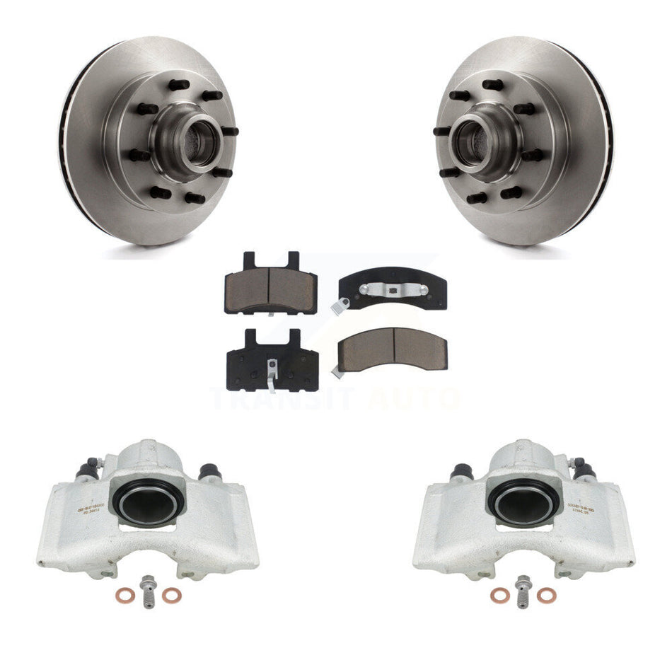 Front Disc Brake Caliper Rotors And Ceramic Pads Kit For 1996 Chevrolet Express 2500 With 8 Lug Wheels KC8-100735C